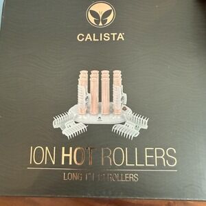 Calista Extra Long Ion Hot Rollers Set 12 Rollers/Clips Long Hair Set Pink Case